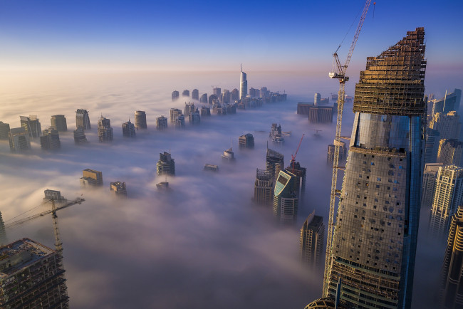 Обои картинки фото duba, города, дубай , оаэ, туман