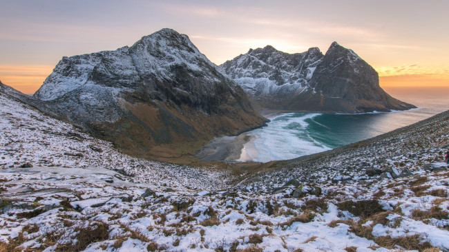 Обои картинки фото природа, горы, лофотенские, острова, норвегия