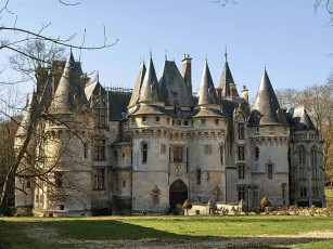 Картинка private castle near vigny village france города замки луары франция