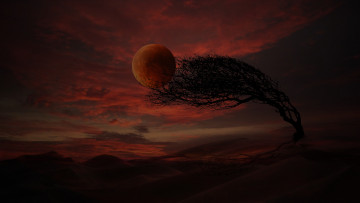 Картинка 3д графика atmosphere mood атмосфера настроения дерево луна