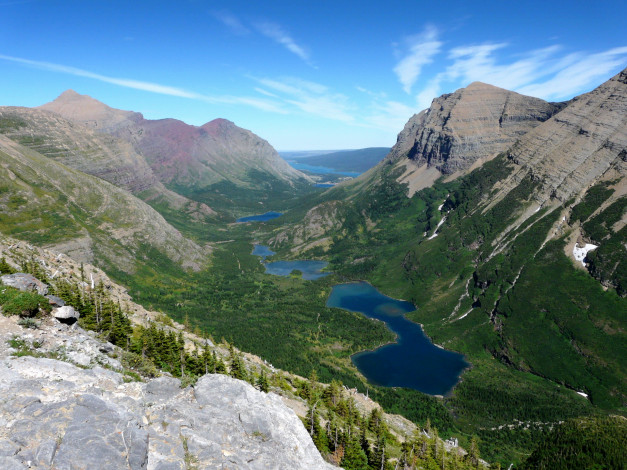 Обои картинки фото природа, горы, swiftcurrent, valley, glacier, national, park, montana, usa