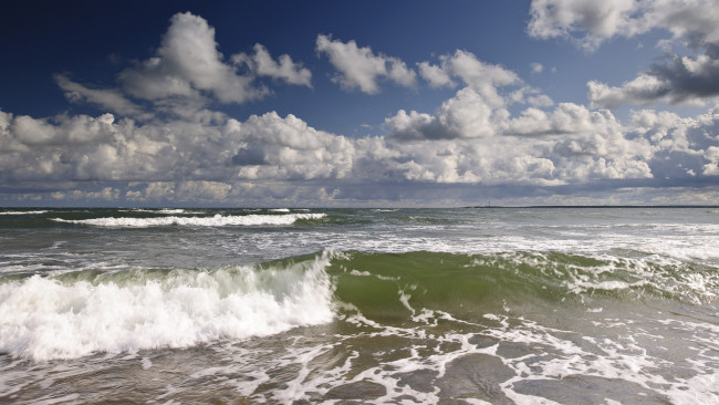 Обои картинки фото природа, моря, океаны, облака, волны, baltic, sea, балтийское, море, горизонт