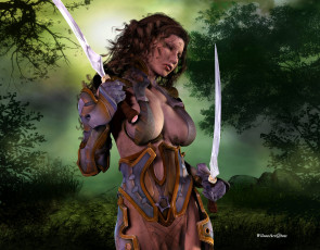 Картинка 3д графика amazon амазонки мечи девушка