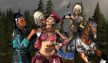 Картинка 3д графика fantasy фантазия индейцы лошадь девущка