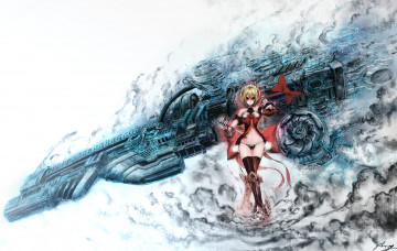 Картинка аниме pixiv+fantasia бант оружие девушка дым
