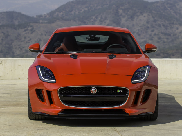 Обои картинки фото автомобили, jaguar, красный, 2014, f-type, r, coupе