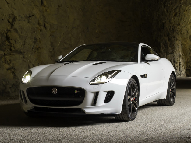 Обои картинки фото автомобили, jaguar, светлый, 2014, coupе, f-type, r