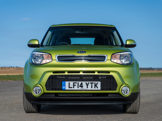 Обои картинки фото автомобили, kia, soul, 2014, uk-spec, зеленый