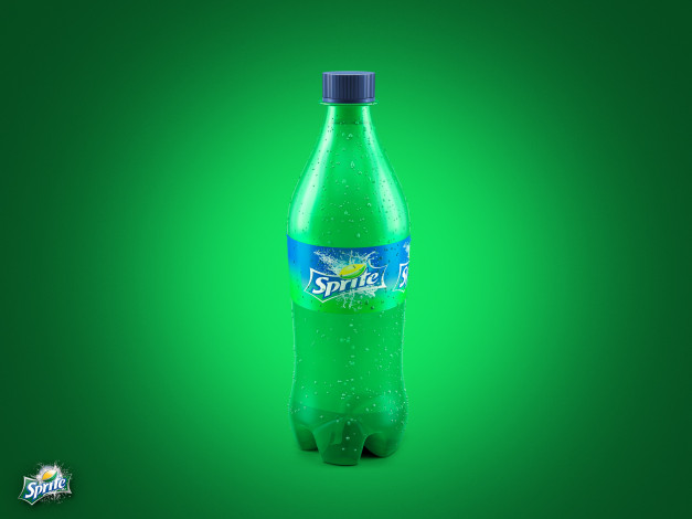 Обои картинки фото бренды, sprite, бутылка, зеленая
