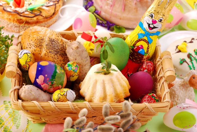 Обои картинки фото праздничные, пасха, праздник, яйца, выпечка