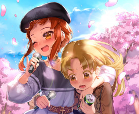 Картинка аниме музыка девочки микрофоны