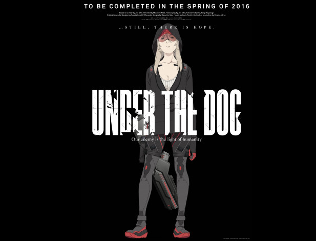 Обои картинки фото аниме, under the dog, капюшон, девушка, under, the, dog