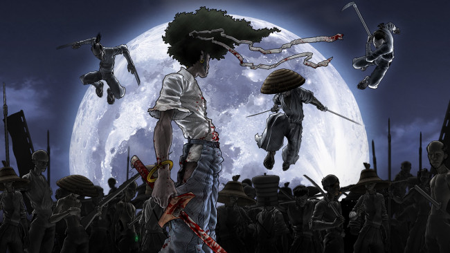 Обои картинки фото аниме, afro samurai, персонаж