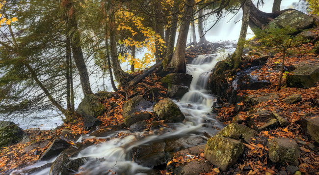 Обои картинки фото bond falls, michigan, usa, природа, водопады, bond, falls