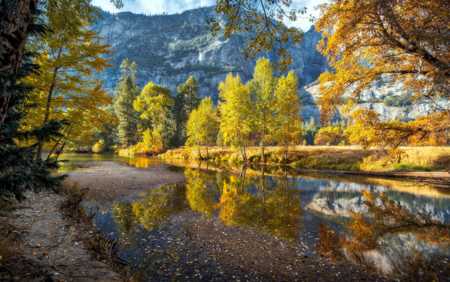 Обои картинки фото merced river, yosemite national park, california, usa, природа, реки, озера, merced, river, yosemite, national, park