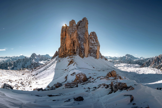 Обои картинки фото three peaks of lavaredo, italy, природа, горы, three, peaks, of, lavaredo