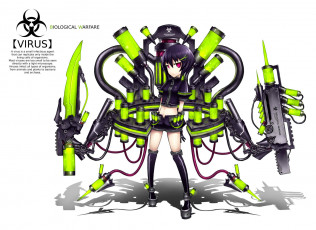 Картинка аниме weapon blood technology оружие девушка
