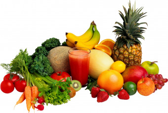 обоя еда, фрукты, овощи, вместе, киви, помидор, банан, сок, клубника, ананас, томаты