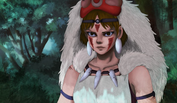 обоя разное, арты, princess, mononoke, принцесса, взгляд, глаза, маска, аниме