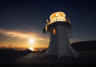 Картинка природа маяки небо звезды закат маяк море