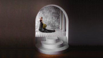Картинка для+стола девушки -unsort+ креатив арка стена цветы платье
