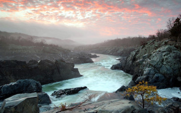 Картинка природа реки озера водопад скалы закат река небо облака