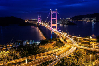 Картинка города -+мосты город мост цинг ма дорога гонконг tsing ma
