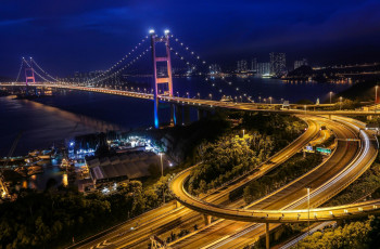 Картинка города -+мосты мост цинг ма дорога гонконг tsing ma город