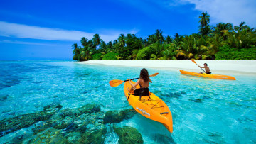Картинка корабли лодки +шлюпки море тропики остров пляж