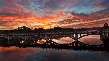 Картинка города -+мосты город вода мост закат восход