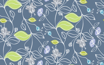 Картинка векторная+графика цветы+ flowers green текстура leaves blue