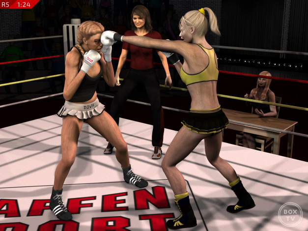 Обои картинки фото 3д графика, спорт , sport, взгляд, бокс, фон, ринг, девушки