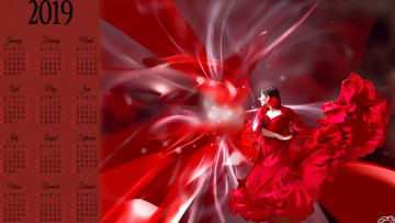 Картинка календари фэнтези девушка цвет красный