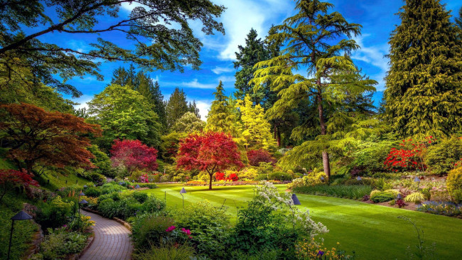 Обои картинки фото butchart gardens, british columbia, canada, природа, парк, butchart, gardens