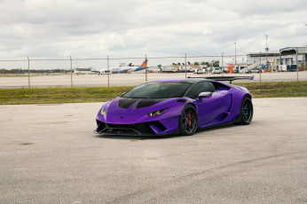 Картинка автомобили lamborghini purple sportcar airport huracan