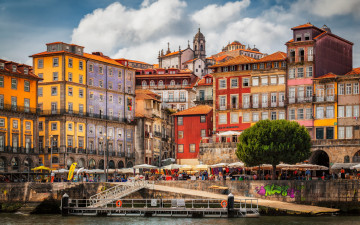 Картинка города порту+ португалия набережная здания