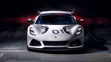 обоя lotus emira gt4, автомобили, lotus, белый, дым, парковка