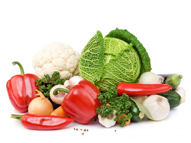 Обои картинки фото еда, овощи, грибы, чеснок, савойская, капуста, петрушка, цветная, шампиньоны, перец, лук, паприка