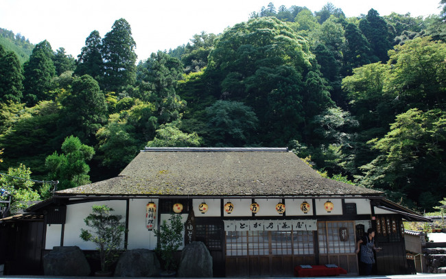 Обои картинки фото разное, сооружения, постройки, деревья, дом, Япония