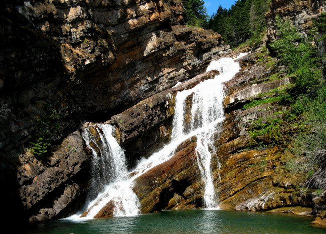 Обои картинки фото cameron, falls, glacier, national, park, природа, водопады