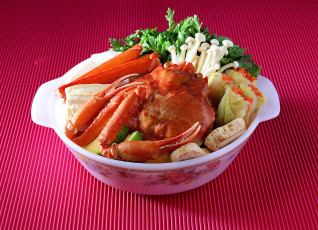 Картинка еда рыбные блюда морепродуктами морковь кабачок лук сыроедение краб грибы зелень овощи петрушка