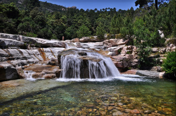 Картинка озеро камни лес дно природа водопады palavese corsica france палавез корсика франция