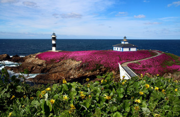 Картинка pancha island lighthouse galicia spain природа маяки побережье испания скалы illa ribadeo бискайский залив
