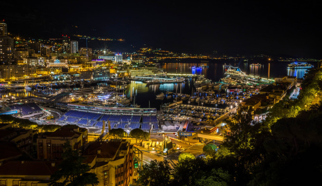 Обои картинки фото monaco, города, монако , монако, ночь, огни