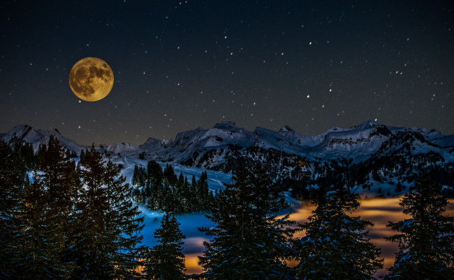 Обои картинки фото природа, горы, ночь