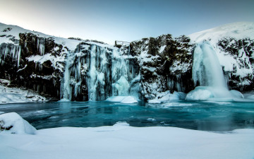Картинка природа водопады лед водопад снег зима