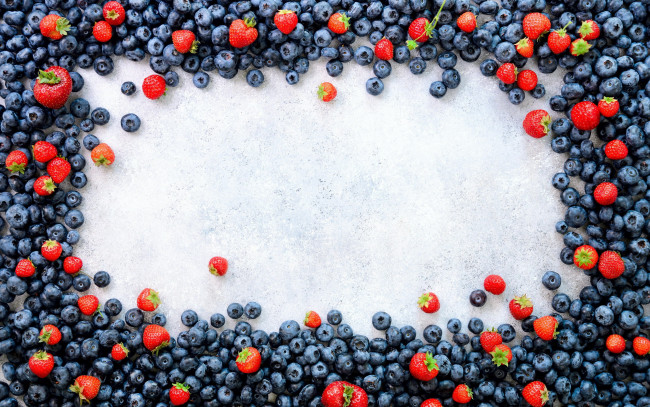 Обои картинки фото еда, фрукты,  ягоды, клубника, черника