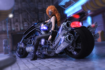 Картинка 3д+графика люди-авто мото+ people-+car+ +moto девушка фон взгляд маска мотоцикл