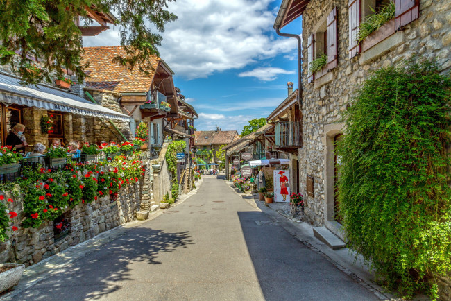 Обои картинки фото yvoire, france, города, ивуар , франция