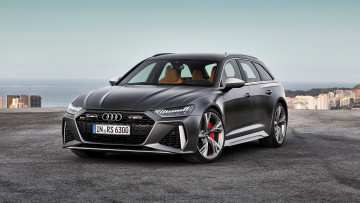 Картинка audi+rs+6+avant автомобили audi черный площадка море